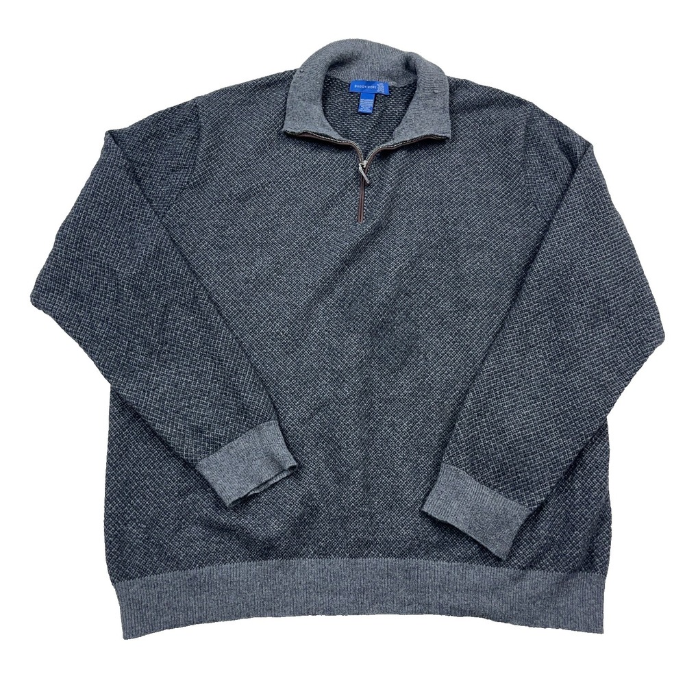 Brookmore Sweater Men XL Gray Cashmere Pullover Quarter 1/4 Zip Mock Neck Adult